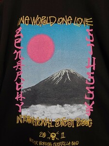 STUSSY x WWGP SASQUATCHfabrixコラボ 30周年記念企画 富士山 ストック ロゴプリントTシャツ 美中古 XLサイズ ブラック サスクワ フジヤマ