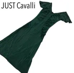 【JUST Cavalli】ワンピース　ギャザー　Vネック　伸縮性　大きいサイズ