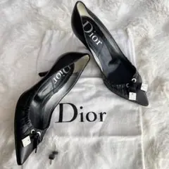 極美品 Christian Dior ロゴリボンパンプス リボン　21.5cm