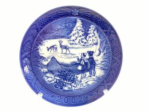 ★2002 ROYAL COPENHAGEN ロイヤルコペンハーゲン イヤープレート 飾皿 クリスマスプレート オブジェ 壁掛け インテリア 食器 管理C752