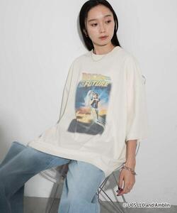 「WEGO」 「BACK TO THE FUTURE」7分袖Tシャツ MEDIUM ベージュ メンズ