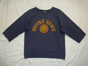 ☆ 80s USA製 ビンテージ Champion チャンピオン NOTRE DAME フロッキープリント カットオフ スウェット sizeL 紺 ☆古着 カレッジ 70s 90s