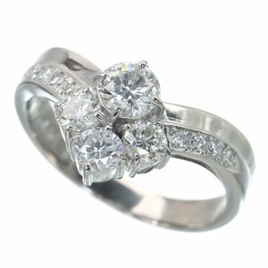 Vラインが指元をシャープに 田崎 TASAKI Pt900 一粒ダイヤモンド 0.40ct ダイヤモンド 0.67ct リング 6.8g 超美品 ★04B55