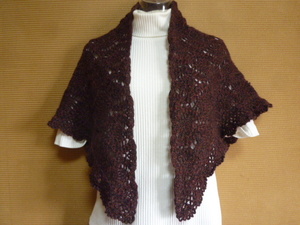 ハンドメイド手編み 鈎針編み ショール 肩掛け 三角ストール