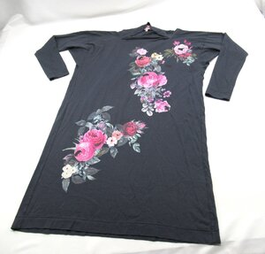 ★【B送900円】1191　Vivienne Westwood RED LABEL　ヴィヴィアンウエストウッド　花柄カットソーワンピース　グレー系　ドルマン　2