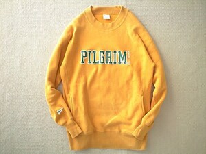 即決 ピルグリムサーフ 別注 青タグ Champion REVERSE WEAVE ワイド クルーネック スウェット Sサイズ マスタード Pilgrim Surf + Supply