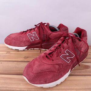 z5756【580】ニューバランス US10 28.0cm/赤 レッド 白 ホワイト newbalance メンズ スニーカー 中古