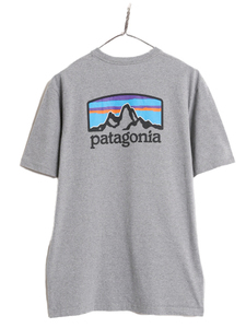 19年製 パタゴニア 両面 プリント 半袖 Tシャツ メンズ М / Patagonia アウトドア グラフィック イラスト バックプリント クルーネック 灰