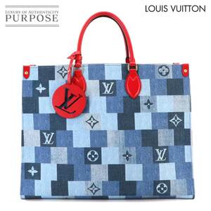 未使用 展示品 ルイ ヴィトン LOUIS VUITTON モノグラム デニム オンザゴー GM 2way トート ショルダー バッグ M44992 RFID 90229460