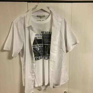 新品★未使用★タグ付き★2点セット★半袖 ワイシャツ★半袖Tシャツ★オシャレ★大きいサイズ★LL★メンズ★トップス★ボタンダウンシャツ