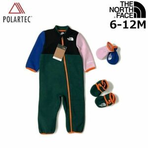 売切り【正規新品】THE NORTH FACE◆BABY DENALI ONE-PIECE SET ロンパース US限定 キッズ ベビー ポーラテック(6-12M)緑 ピンク 240517-15