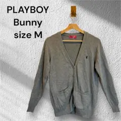 美品　PLAYBOY Bunny カーディガン　長袖　ロゴ　グレー　サイズM