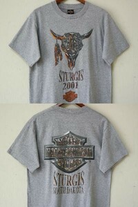 STURGIS 2001 USA製 ハーレーダビッドソン HARLEY - DAVIDSON 00s ビンテージ Tシャツ 杢 グレー M サイズ //