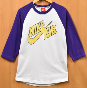 デッドストック 2014年製 NIKE ナイキ ラグランTシャツ 七分袖 ホワイト×パープル レイカーズカラー メンズM(未使用品)(13919