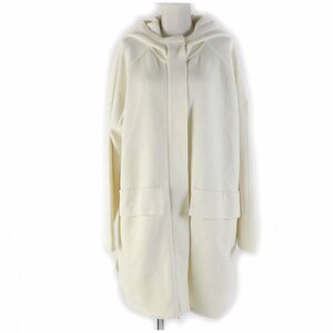 極美品☆Max Mara マックスマーラ 21AW ウール100％ オーバーシルエット フード付 コート カーディガン アイボリー M 正規品 レディース