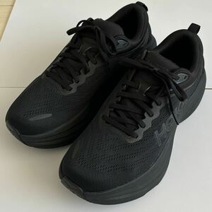 極美品 ほぼ未使用 HOKA ONEONE BONDI 8 ホカオネオネ ボンダイ8 メンズ ランニングシューズ スニーカー 26.5cm オール ブラック 1123202