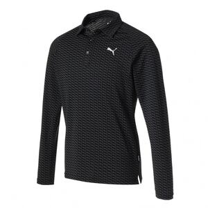 送料無料◆新品◆プーマ ゴルフ CAT ジャガード LS ポロシャツ◆(S)◆539363-01◆PUMA GOLF