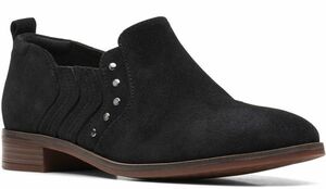 送料無料 Clarks 25.5cm サイドゴア スエード ブーツ ブラック 黒 レザー ヒール ドレス スニーカー パンプス チェルシー AAA22