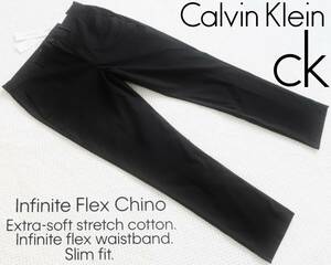 新品★カルバンクライン★ブラック ソフト チノパン★ストレッチ スリム パンツ★トラウザー 黒 W36★Calvin Klein CA★372