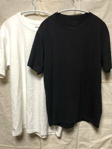 【セット売り】UNIQLO ユニクロ 無地半袖Tシャツ メンズ_白TユニクロU サイズLと黒エアリズム Mサイズ メンズ