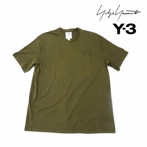 【1円】ワイスリー Y-3 ヨウジヤマモト Yoji Yamamoto クルーネック 半袖 Tシャツ カットソー カーキ XL ロゴ コットン100% 41019