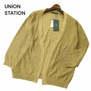 【新品 未使用】 UNION STATION ユニオンステーション メンズビギ ウォッシャブル ニット カーディガン 羽織り Sz.M　メンズ　A4T01216_2#O