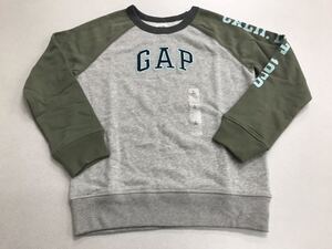 ■GAPブランド■新品■GAPロゴ■160■ロゴ・トレーナー■カーキXグレー■ギャップ■12.2-2