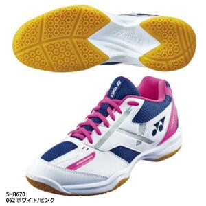 未使用★【ヨネックス】POWER CUSHION670 パワークッション670/バドミントンシューズ/3E/YONEX (SHB670) ホワイト/ピンク 23.5cm