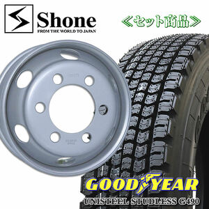 在庫要確認４t車 グッドイヤー UNISTEEL STUDLESS G490 225/90R17.5 127/125 LT 鉄ホイール付 17.5×6.00 +127 6本価格 冬 NO,GY034SH306-6