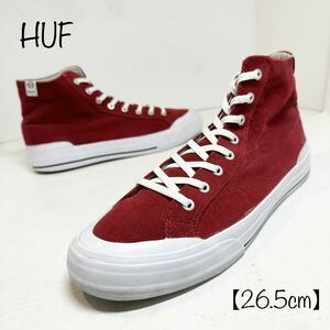 状態良好★HUF/ハフ★スニーカー★ハイカット★レッド×ホワイト/赤白★26.5