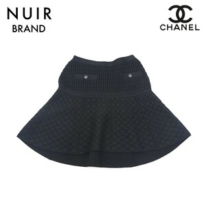 シャネル CHANEL スカート ラメ フレア ブラック