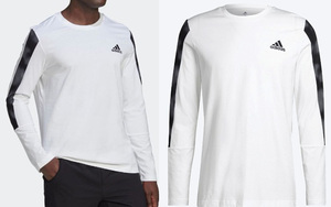 adidas 新品！エッセンシャルズ 袖カモプリント 長袖Tシャツ 白L 送料無料 