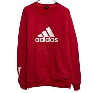 adidas プリントスウェット トレーナー アディダス M レッド プルオーバー ラグラン 古着卸 アメリカ仕入 a611-7953