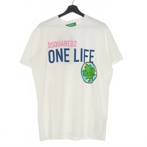 未使用品 ディースクエアード DSQUARED2 22SS ONE LIFE ONE PLANET ロゴプリントＴシャツ カットソー 半袖 M ホワイト 白 S78GD0056 国内正