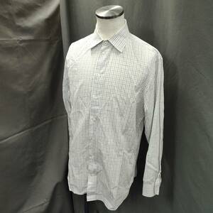 061025　263348　ARMANI　アルマーニ　メンズトップス　カッターシャツ　長袖　 グレー系カラー格子柄　紳士服飾　USED品