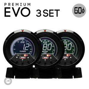 ブースト計水温計油温計 60φPROSPORT PK-EVO　3個セット