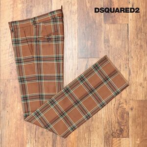 秋冬/DSQUARED2/44サイズ/スラックス パンツ S71KB0497 ウール混チェック ノータック イタリア製 サルエル 新品/茶色/ブラウン/jd286/