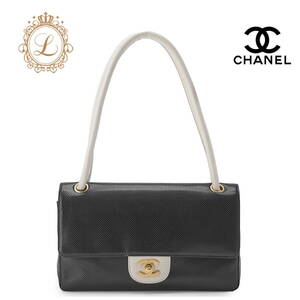 CHANEL シャネル パンチング バイカラー ショルダーバッグ パンチングレザー 黒×白（ゴールド金具） ショルダーバッグ ミニショルダーバッ