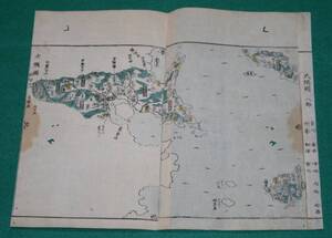 地図 （絵図）鹿児島県 大隅國 古地図 江戸時代 木版 彩色 歴史資料 インテリア（レターパックライト発送）