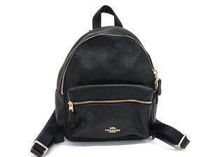 1円 ■美品■ COACH コーチ F28995 ミニチャーリー レザー リュックサック バックパック デイパック レディース ブラック系 FJ0477