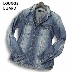 LOUNGE LIZARD ラウンジリザード 通年 ヴィンテージ加工★ 長袖 スリム デニム シャツ Sz.2　メンズ　I4T03727_B#C