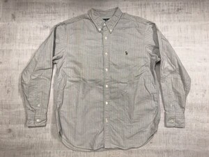 ラルフローレン Ralph Lauren アメトラ パターンストライプ オックスフォード ボタンダウン長袖シャツ キッズ コットン100% 160 水色