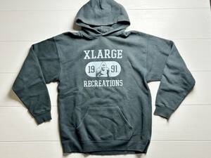 ☆ 【当時モノ】 X-LARGE エクストララージ プルオーバー パーカー MEDIUM ブラック 黒 フーディー スウェット トレーナー ☆