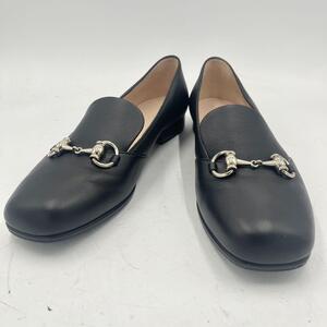 美品　GUCCI　グッチ　レザーローファー　フラットシューズ　37