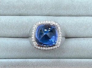 【最終特売！】超希少！天然タンザナイト 8.16ct シュガーローフカットリング！大粒 新品 Pt950