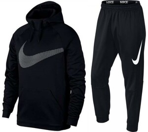 最後 XL NIKE サーマ フィット ビッグロゴ フーディ ジョガー パンツ 上下セット 検 フリース スウェット パーカー テーパード 黒 ブラック