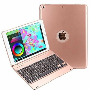 iPad 9.7(2018第6世代) / iPad 9.7 (2017第5世代) / iPad air 専用 Bluetooth キーボードケースPCカバー ローズゴールド