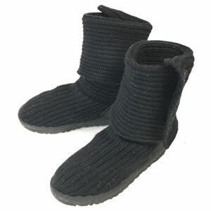 UGG/アグ★本革/ニットブーツ【USA6/23.0cm/黒/BLACK】クラシックカーディ/boots/Shoes◆WB71-6