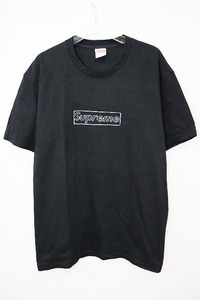 シュプリーム SUPREME × KAWS 21SS CHALK LOGO TEE M カウズ チョーク ロゴ Tシャツ クルーネック 半袖 ブラック ☆AA★240919