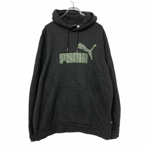 PUMA プリント スウェットパーカー XL ブラック グリーン グレー プーマ ポケット 古着卸 アメリカ仕入 a507-5198